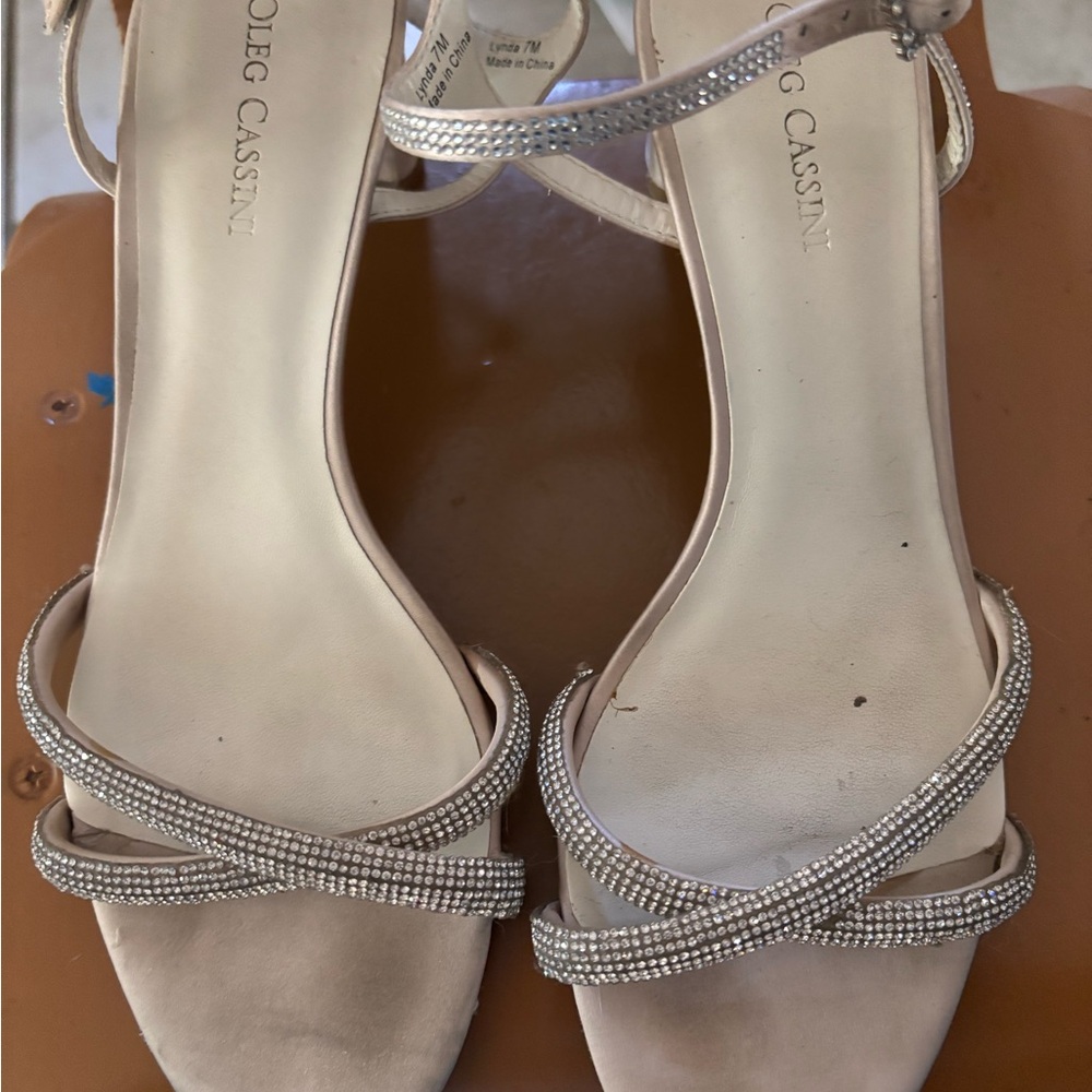 Oleg Cassini Silver Rhinestone Heels